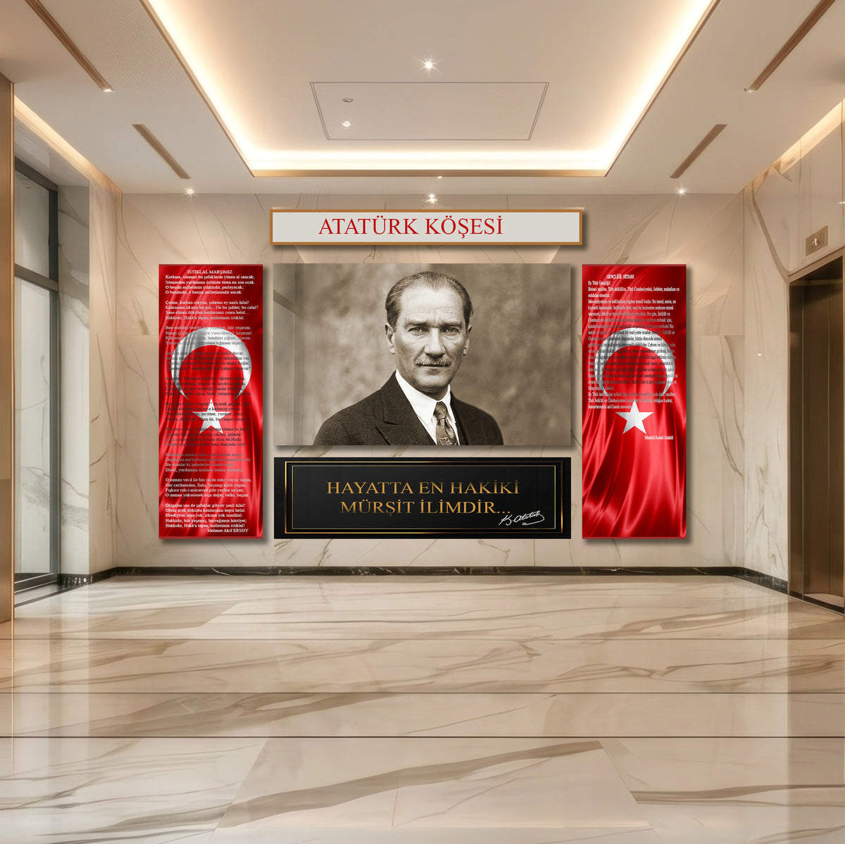 Atatürk Köşesi Tablo Seti – İstiklal Marşı, Gençliğe Hitabe ve Atatürk Tabloları