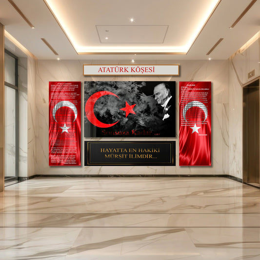 Atatürk Köşesi Tablo Seti – İstiklal Marşı, Gençliğe Hitabe ve Atatürk Tabloları