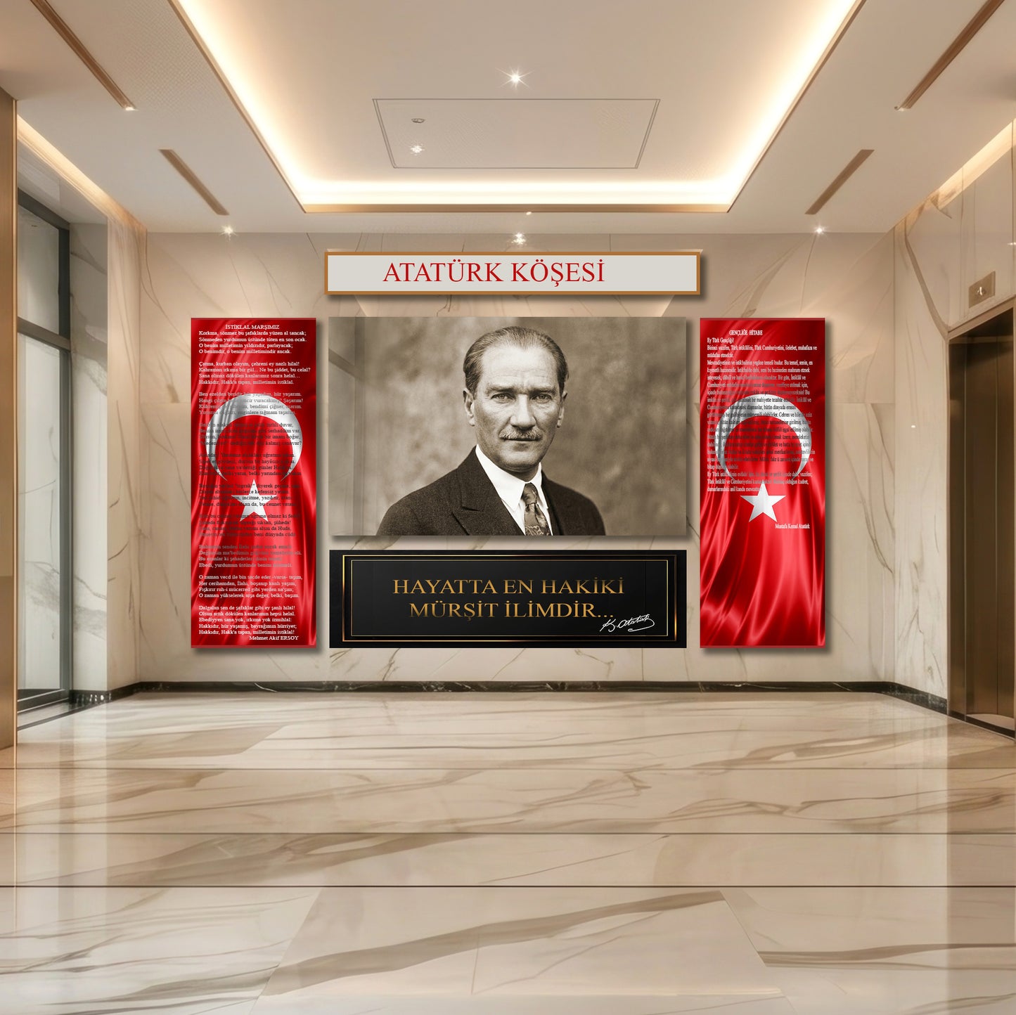 Atatürk Köşesi Tablo Seti – İstiklal Marşı, Gençliğe Hitabe ve Atatürk Tabloları