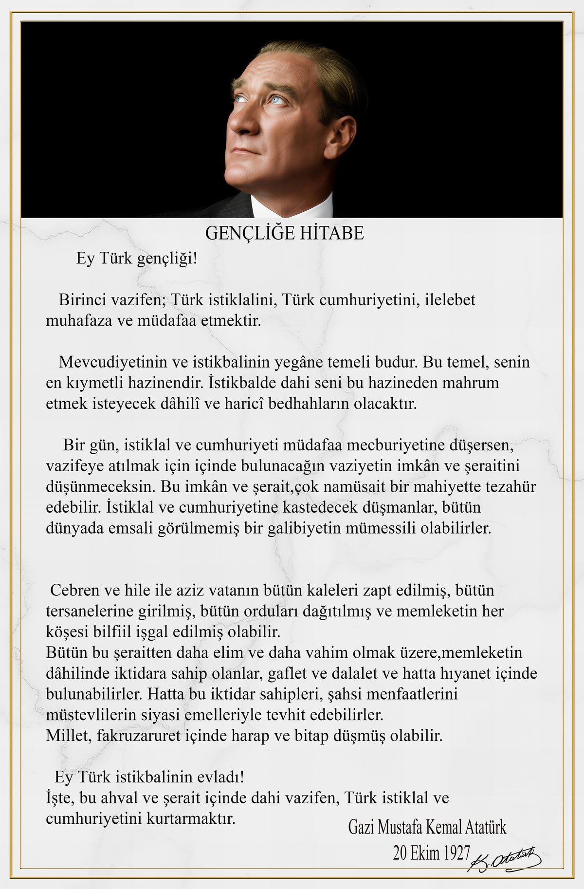 Atatürk Temalı Sınıf Tabloları 3'lü Set – İstiklal Marşı ve Gençliğe Hitabe
