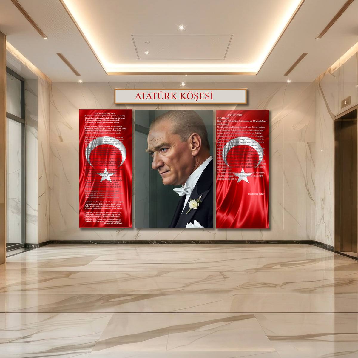 Atatürk Köşesi Tablo Seti – İstiklal Marşı, Gençliğe Hitabe ve Atatürk Tabloları